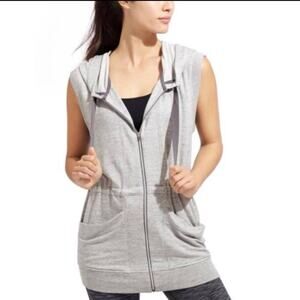 ATHLETA Lotus Gray Sleeveless Hooded Zippered Vest Top Size XS